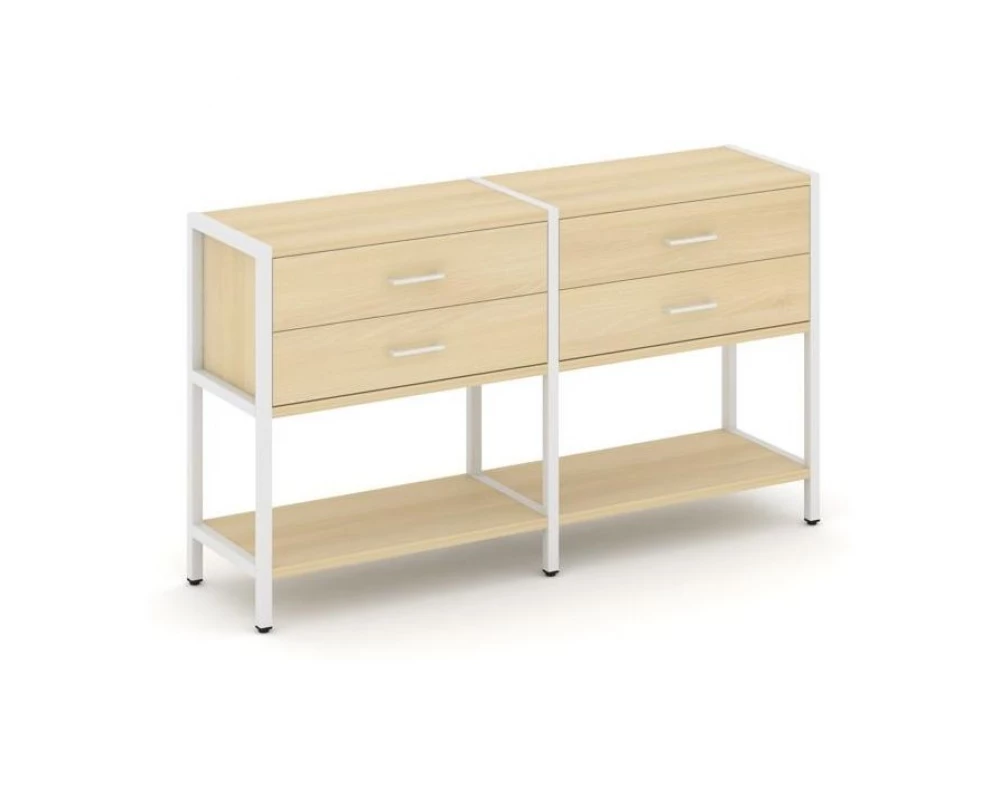 Двухсекционный стеллаж двухярусный с ящиками 1590х400х879 Shelf System