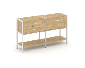 Двухсекционный стеллаж двухярусный с ящиками 1590х400х879 Shelf System images