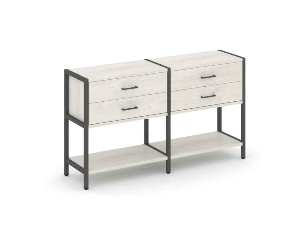 Двухсекционный стеллаж двухярусный с ящиками 1590х400х879 Shelf System