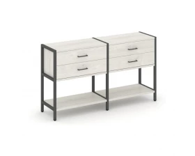 Двухсекционный стеллаж двухярусный с ящиками 1590х400х879 Shelf System images