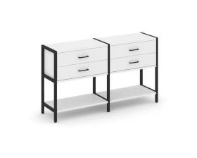 Двухсекционный стеллаж двухярусный с ящиками 1590х400х879 Shelf System images