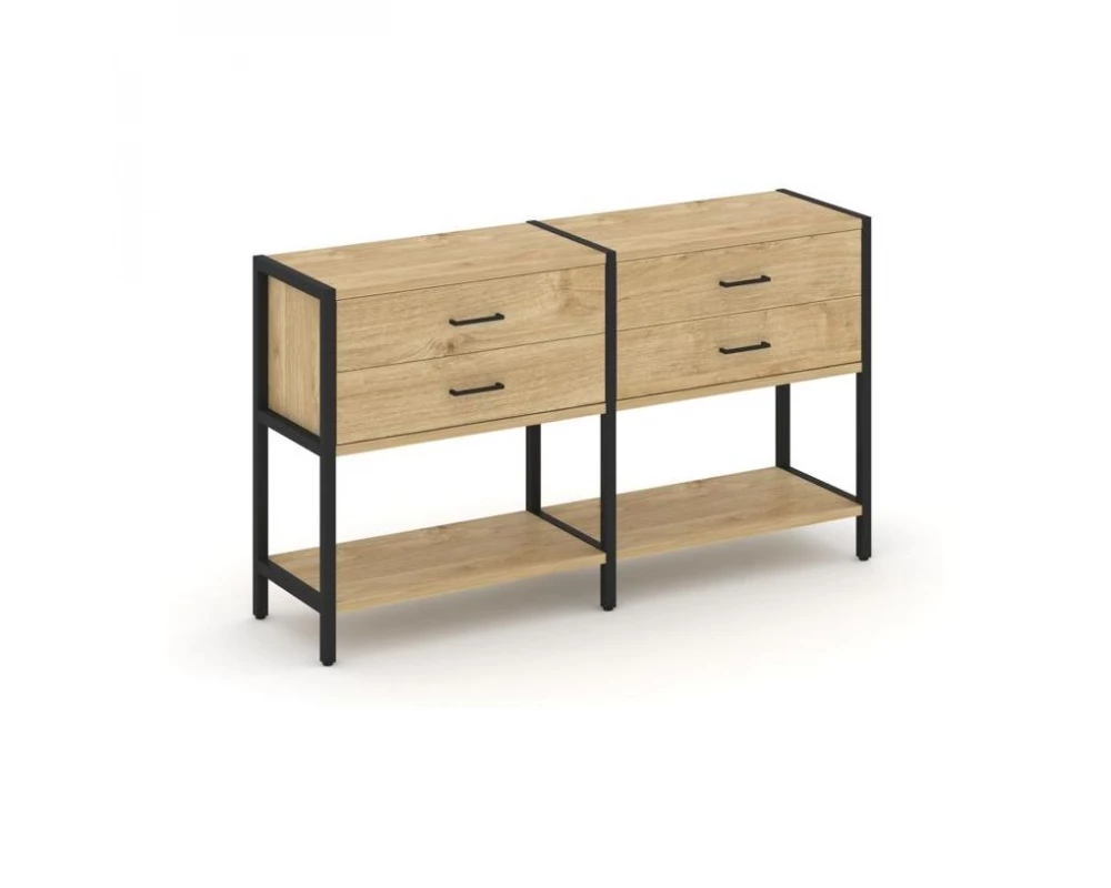 Двухсекционный стеллаж двухярусный с ящиками 1590х400х879 Shelf System