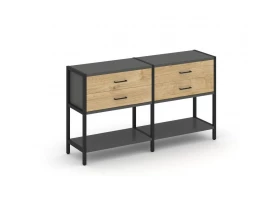 Двухсекционный стеллаж двухярусный с ящиками 1590х400х879 Shelf System images