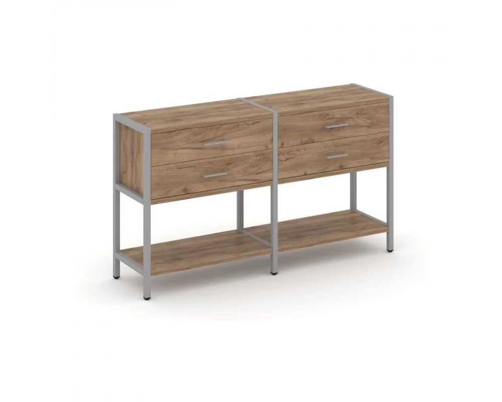 Двухсекционный стеллаж двухярусный с ящиками 1590х400х879 Shelf System