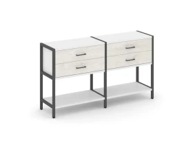 Двухсекционный стеллаж двухярусный с ящиками 1590х400х879 Shelf System images