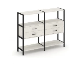 Двухсекционный стеллаж трехярусный с ящиками на одном ярусе 1590х400х1246 Shelf System images
