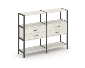 Двухсекционный стеллаж трехярусный с ящиками на одном ярусе 1590х400х1246 Shelf System images