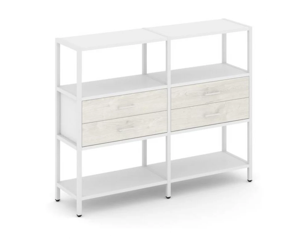 Двухсекционный стеллаж трехярусный с ящиками на одном ярусе 1590х400х1246 Shelf System