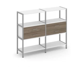 Двухсекционный стеллаж трехярусный с ящиками на одном ярусе 1590х400х1246 Shelf System images