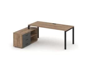 Стол письменный с греденцией левой на П-образном каркасе 1580x1480x750 Style Project Direct images