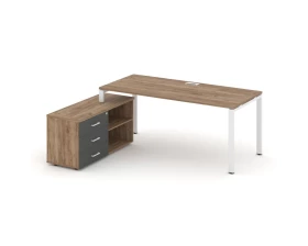 Стол письменный с греденцией левой на П-образном каркасе 1580x1480x750 Style Project Direct images