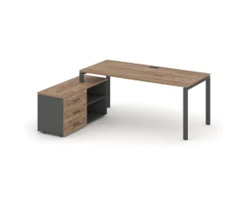 Стол письменный с греденцией левой на П-образном каркасе 1580x1480x750 Style Project Direct images