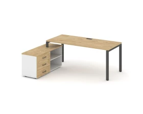 Стол письменный с греденцией левой на П-образном каркасе 1580x1480x750 Style Project Direct images