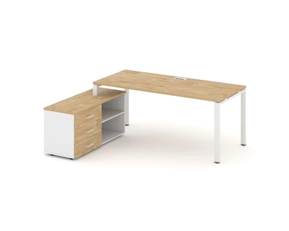 Стол письменный с греденцией левой на П-образном каркасе 1580x1480x750 Style Project Direct