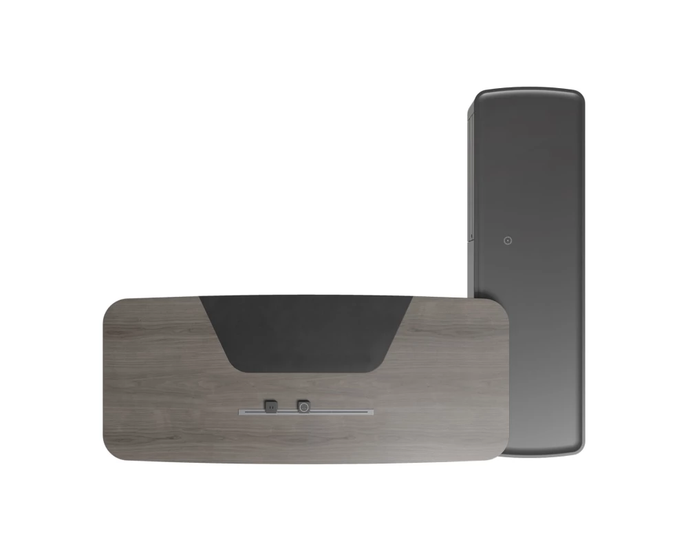 Стол руководителя на опорной сервисной тумбе - левый 2880x2240x750-1150 Atlas (Sun)