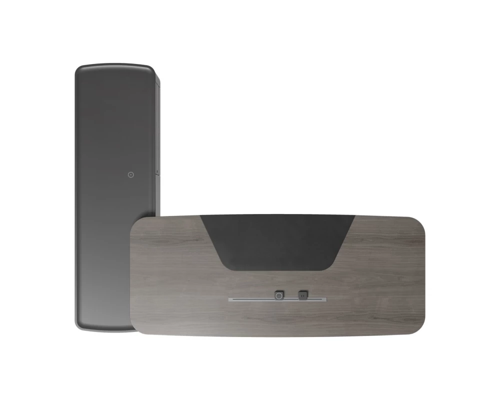 Стол руководителя на опорной сервисной тумбе - правый 2480x2240x750-1150 Atlas (Sun)